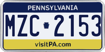 PA license plate MZC2153