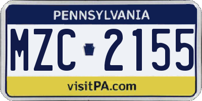 PA license plate MZC2155