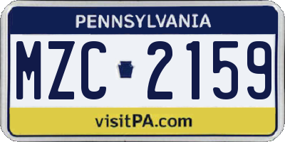 PA license plate MZC2159