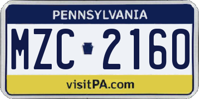 PA license plate MZC2160