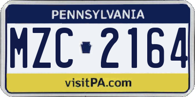 PA license plate MZC2164