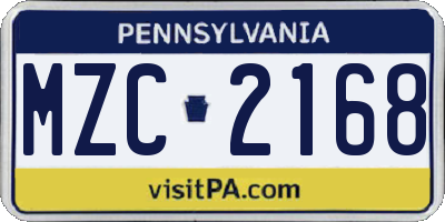 PA license plate MZC2168