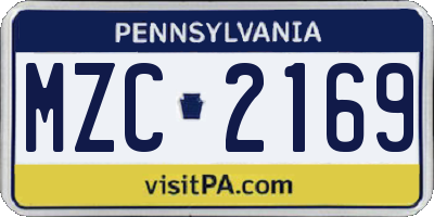 PA license plate MZC2169