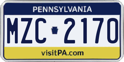 PA license plate MZC2170