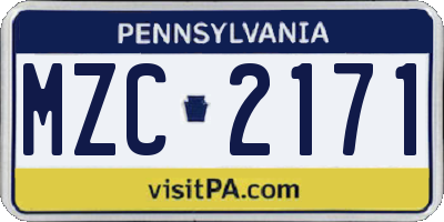 PA license plate MZC2171