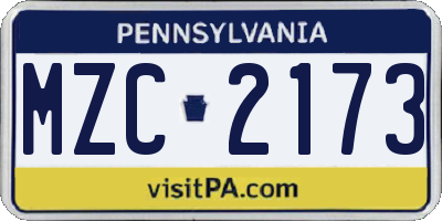 PA license plate MZC2173