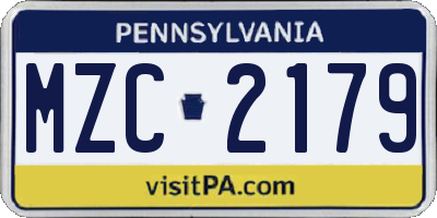 PA license plate MZC2179