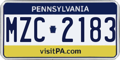 PA license plate MZC2183