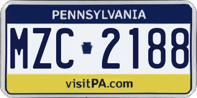 PA license plate MZC2188