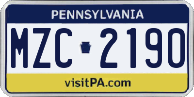PA license plate MZC2190