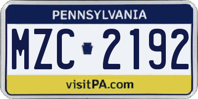 PA license plate MZC2192
