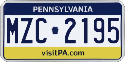 PA license plate MZC2195