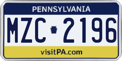 PA license plate MZC2196
