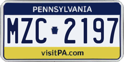 PA license plate MZC2197