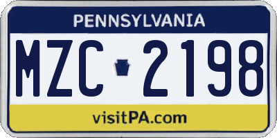 PA license plate MZC2198