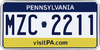 PA license plate MZC2211