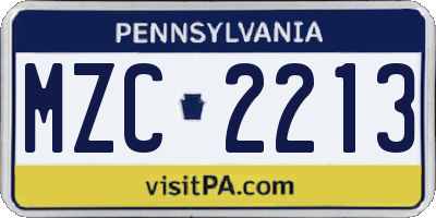 PA license plate MZC2213