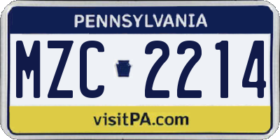 PA license plate MZC2214