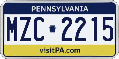 PA license plate MZC2215
