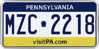 PA license plate MZC2218