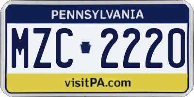 PA license plate MZC2220