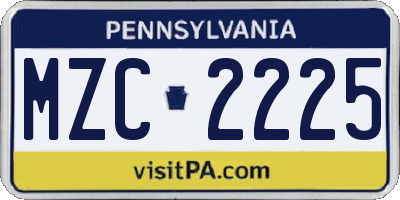 PA license plate MZC2225