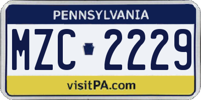 PA license plate MZC2229
