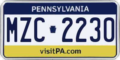 PA license plate MZC2230