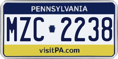 PA license plate MZC2238