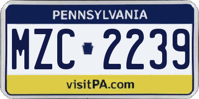 PA license plate MZC2239