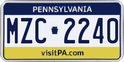 PA license plate MZC2240
