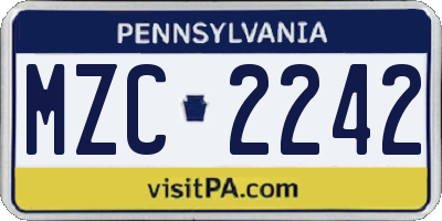 PA license plate MZC2242