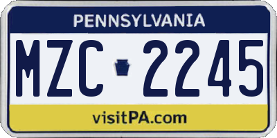 PA license plate MZC2245