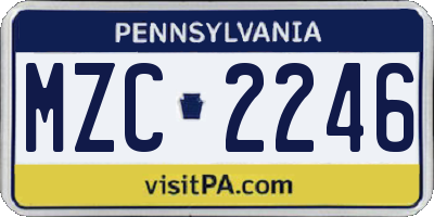 PA license plate MZC2246