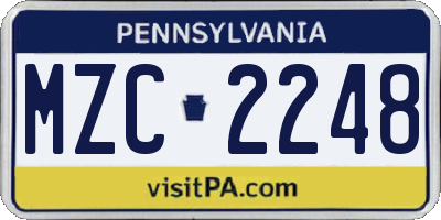 PA license plate MZC2248