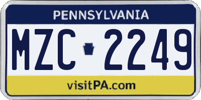 PA license plate MZC2249