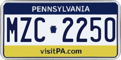 PA license plate MZC2250