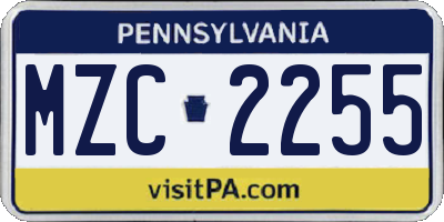 PA license plate MZC2255