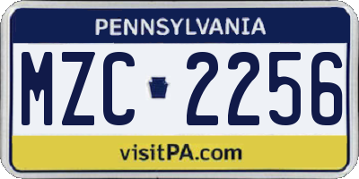 PA license plate MZC2256