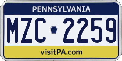 PA license plate MZC2259