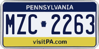 PA license plate MZC2263