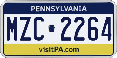 PA license plate MZC2264
