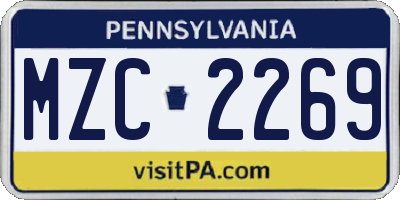 PA license plate MZC2269