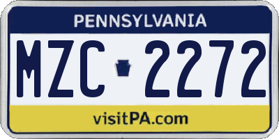 PA license plate MZC2272