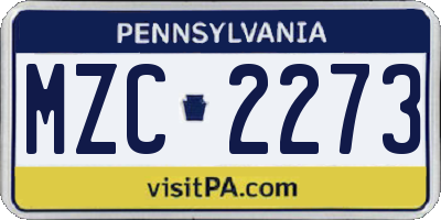 PA license plate MZC2273