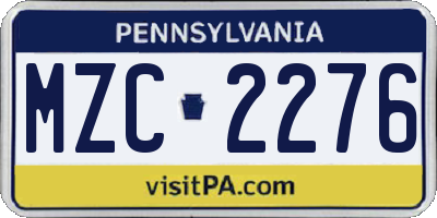 PA license plate MZC2276