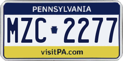 PA license plate MZC2277