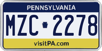 PA license plate MZC2278