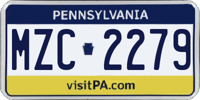PA license plate MZC2279