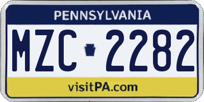 PA license plate MZC2282